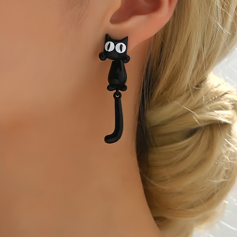 Boho Style Cartoon Cat Dangle Earrings Lightweight & Durable